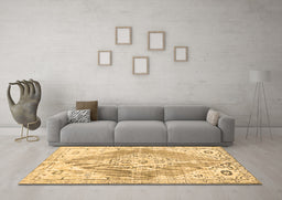 Machine Washable Abstract Brown Contemporary Rug in a Living Room,, wshcon2821brn