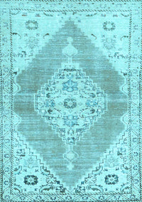 Abstract Light Blue Contemporary Rug, con2821lblu