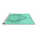 Sideview of Machine Washable Abstract Turquoise Contemporary Area Rugs, wshcon2821turq