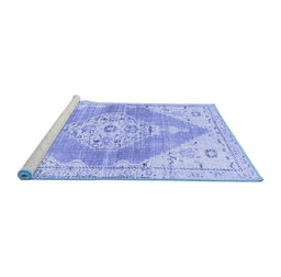 Sideview of Machine Washable Abstract Blue Contemporary Rug, wshcon2821blu