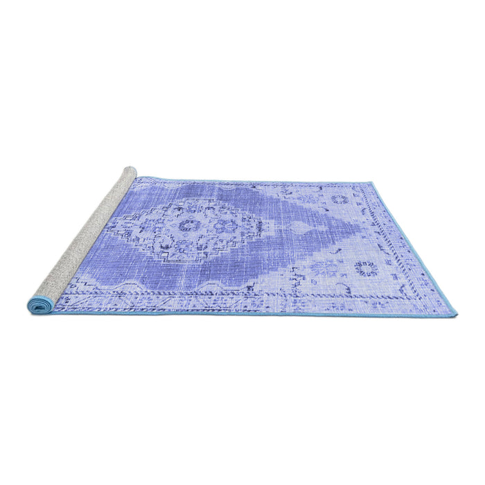 Sideview of Machine Washable Abstract Blue Contemporary Rug, wshcon2821blu