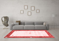 Machine Washable Abstract Red Contemporary Rug, wshcon2822red