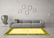 Machine Washable Abstract Yellow Contemporary Rug in a Living Room, wshcon2822yw