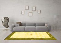 Machine Washable Abstract Yellow Contemporary Rug, wshcon2822yw