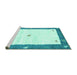 Sideview of Machine Washable Abstract Turquoise Contemporary Area Rugs, wshcon2822turq