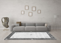 Machine Washable Abstract Gray Contemporary Rug in a Living Room,, wshcon2822gry