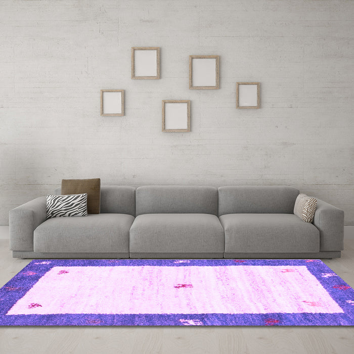 Machine Washable Abstract Purple Contemporary Area Rugs in a Living Room, wshcon2822pur