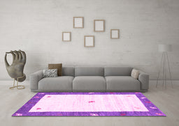 Machine Washable Abstract Pink Contemporary Rug in a Living Room, wshcon2822pnk