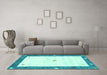 Machine Washable Abstract Turquoise Contemporary Area Rugs in a Living Room,, wshcon2822turq