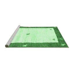 Sideview of Machine Washable Abstract Emerald Green Contemporary Area Rugs, wshcon2822emgrn