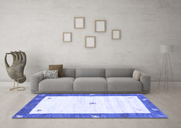 Machine Washable Abstract Blue Contemporary Rug in a Living Room, wshcon2822blu