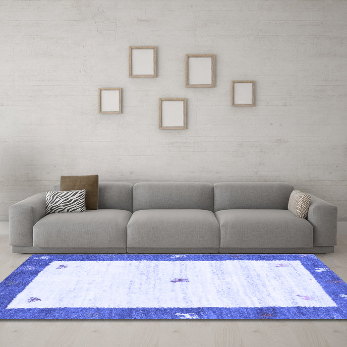 Machine Washable Abstract Blue Contemporary Rug in a Living Room, wshcon2822blu