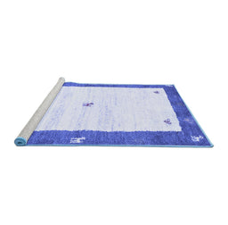 Sideview of Machine Washable Abstract Blue Contemporary Rug, wshcon2822blu