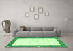 Machine Washable Abstract Green Contemporary Area Rugs in a Living Room,, wshcon2822grn