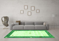 Machine Washable Abstract Green Contemporary Rug, wshcon2822grn