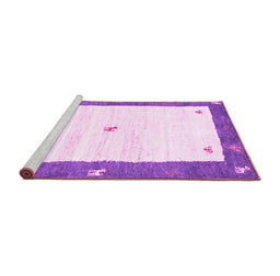 Sideview of Machine Washable Abstract Pink Contemporary Rug, wshcon2822pnk