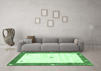 Machine Washable Abstract Emerald Green Contemporary Rug, wshcon2822emgrn