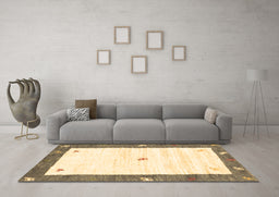 Machine Washable Abstract Brown Contemporary Rug in a Living Room,, wshcon2822brn