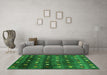 Machine Washable Abstract Green Contemporary Area Rugs in a Living Room,, wshcon2823grn