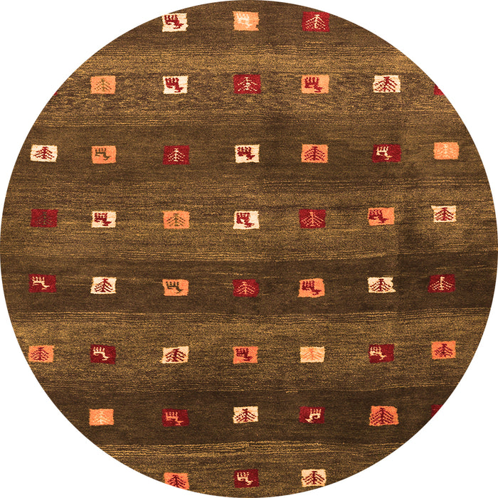 Square Abstract Orange Contemporary Rug, con2823org