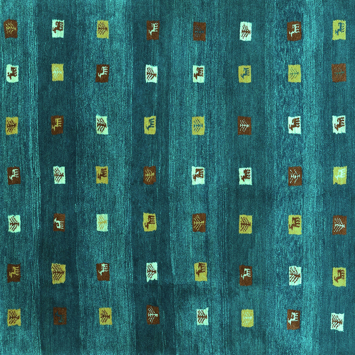 Square Machine Washable Abstract Turquoise Contemporary Area Rugs, wshcon2823turq