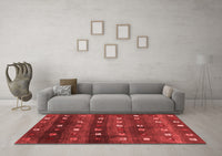 Machine Washable Abstract Red Contemporary Rug, wshcon2823red