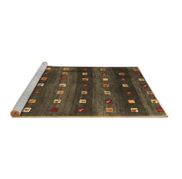 Sideview of Machine Washable Abstract Brown Contemporary Rug, wshcon2823brn