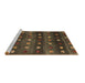 Sideview of Machine Washable Abstract Brown Contemporary Rug, wshcon2823brn