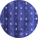 Round Machine Washable Abstract Blue Contemporary Rug, wshcon2823blu