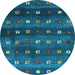 Round Machine Washable Abstract Light Blue Contemporary Rug, wshcon2823lblu