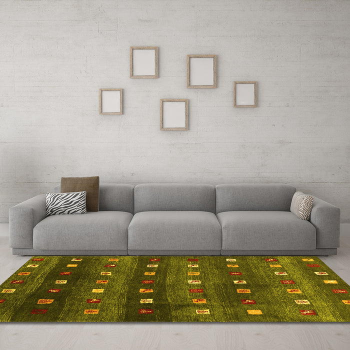 Machine Washable Abstract Yellow Contemporary Rug in a Living Room, wshcon2823yw
