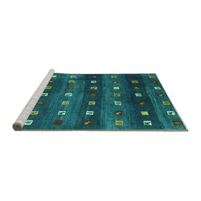 Sideview of Machine Washable Abstract Turquoise Contemporary Area Rugs, wshcon2823turq
