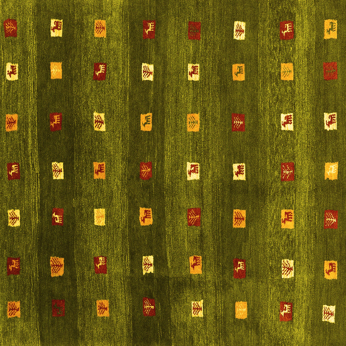 Square Abstract Yellow Contemporary Rug, con2823yw