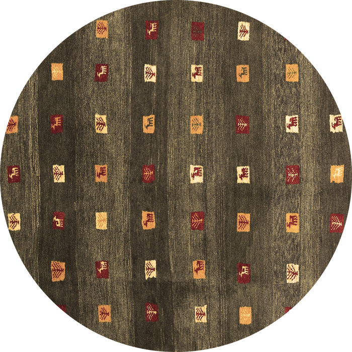 Round Abstract Brown Contemporary Rug, con2823brn