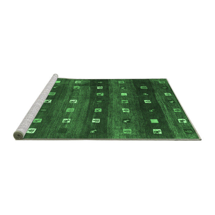 Sideview of Machine Washable Abstract Emerald Green Contemporary Area Rugs, wshcon2823emgrn