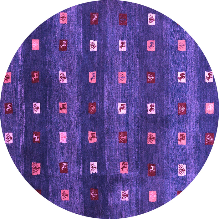 Round Abstract Purple Contemporary Rug, con2823pur