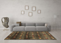 Machine Washable Abstract Brown Contemporary Rug, wshcon2823brn