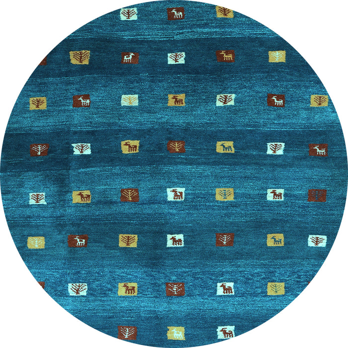 Round Abstract Light Blue Contemporary Rug, con2823lblu