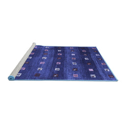 Sideview of Machine Washable Abstract Blue Contemporary Rug, wshcon2823blu