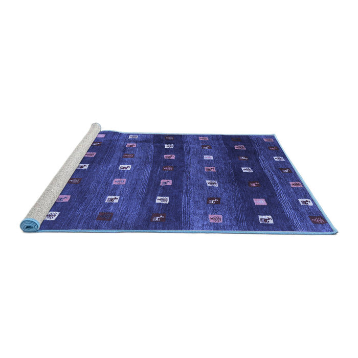 Sideview of Machine Washable Abstract Blue Contemporary Rug, wshcon2823blu