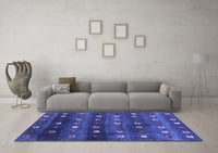 Machine Washable Abstract Blue Contemporary Rug, wshcon2823blu