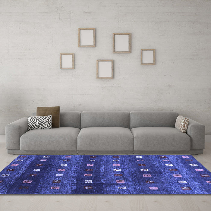 Machine Washable Abstract Blue Contemporary Rug in a Living Room, wshcon2823blu