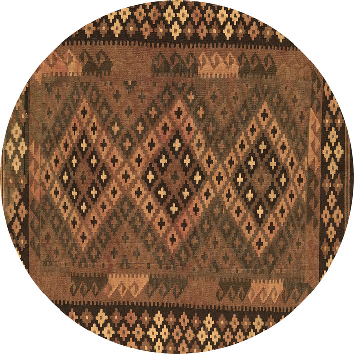 Round Southwestern Brown Country Rug, con2824brn