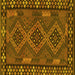 Square Machine Washable Southwestern Yellow Country Rug, wshcon2824yw