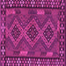 Square Machine Washable Southwestern Pink Country Rug, wshcon2824pnk