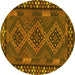 Round Southwestern Yellow Country Rug, con2824yw