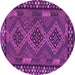 Round Machine Washable Southwestern Purple Country Area Rugs, wshcon2824pur