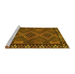 Sideview of Machine Washable Southwestern Yellow Country Rug, wshcon2824yw