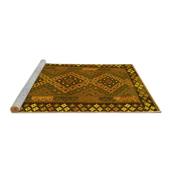 Sideview of Machine Washable Southwestern Yellow Country Rug, wshcon2824yw
