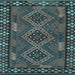 Square Machine Washable Southwestern Light Blue Country Rug, wshcon2824lblu